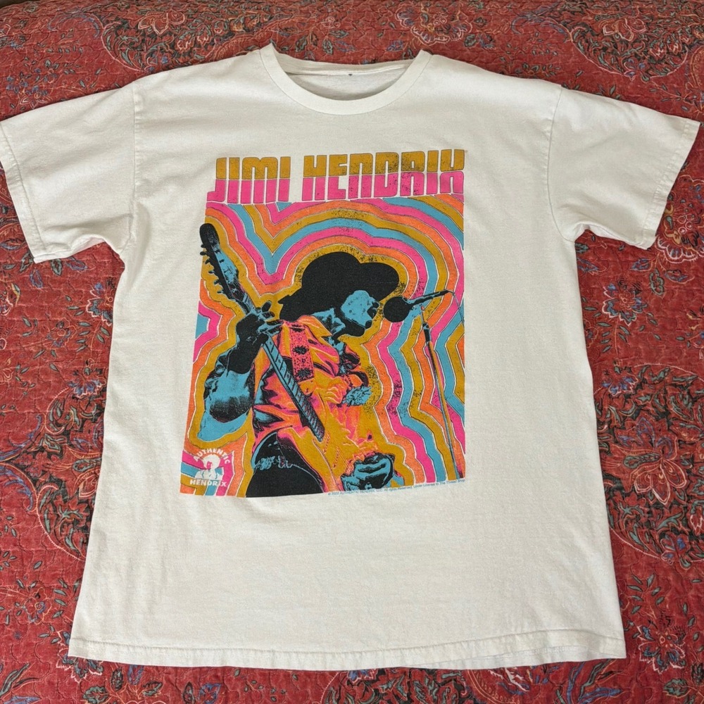Jimi Hendrix Psychedelic Graphic T Shirt 2022 Authentic Hendrix White Large
